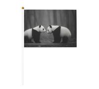 Mini bandiere a forma di panda, resistenti, 14 x 20 cm, piccole bandiere su bastoni per esterni, cortile e giardino, confezione da 6 e 10 pezzi