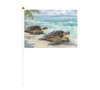 Mini bandiere a forma di tartarughe marine sulla spiaggia, piccole bandiere ad acquerello, per feste, attività di squadra, sfilate, decorazione per vacanze, confezione da 10