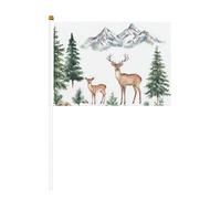 Mini bandiere ad acquerello, con pineta, cervi, piccole bandiere su bastone, per feste, attività di squadra, parate, decorazione per le vacanze, confezione da 10