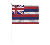 Mini bandiere americane delle Hawaii, resistenti, 14 x 20 cm, piccole bandiere su bastoncini, per esterni, cortile e giardino, confezione da 6 e 10 pezzi