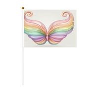 Mini bandiere astratte a forma di farfalla, resistenti, 14 x 20 cm, piccole bandiere su bastoncini per esterni, cortile e giardino, confezione da 6 e 10 pezzi