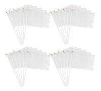 Mini Bandiere Bianco, 24 Pezzi Bandiere a Manovella, 14 x 21CM Piccola Bandiera con Asta Solida e Punta a Lancia per Eventi Sportivi, Celebrazioni e Feste