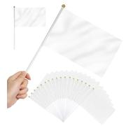 Mini Bandiere Bianco a Manovella, 20 Pezzi Bandiere Bianche da Gioco, Bandiera Vuoto con Bastoncini di Plastica, Piccola Bandiera Degli Bianco, per Eventi Sportivi, Celebrazioni e Feste