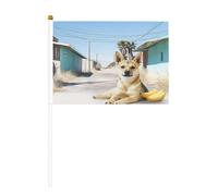 Mini bandiere cinesi rurali per cani su bastone - 14 x 20,8 cm piccole bandiere USA per esterni, decorazioni 4 luglio, decorazione patriottica, asta per bandiera portatile, bandiere palmari, sei pezzi