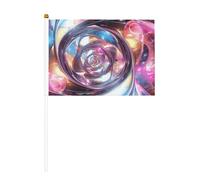 Mini bandiere colorate a vortice frattale su bastone, 14 x 20,8 cm, piccole bandiere USA per esterni, decorazioni per il 4 luglio, decorazione patriottica, asta per bandiera portatile, bandiere