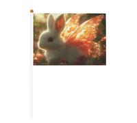 Mini bandiere con coniglio angelo, resistenti, 14 x 20 cm, piccole bandiere su bastoncini, per esterni, cortile e giardino, confezione da 6 e 10 pezzi