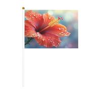 Mini bandiere con fiori di ibisco esotici, resistenti, 14 x 20 cm, piccole bandiere su bastoncini, per esterni, cortile e giardino, confezione da 6 e 10 pezzi