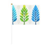 Mini bandiere con motivo a foglia di palma, resistenti, 14 x 20 cm, piccole bandiere su bastoni per esterni, cortile e giardino, confezione da 6 e 10 pezzi