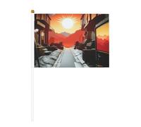 Mini bandiere da città da sogno su bastone, 14 x 20,8 cm, piccole bandiere USA per esterni, decorazioni per il 4 luglio, decorazione patriottica, asta per bandiera portatile, bandiere palmari, dieci