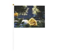 Mini bandiere da giardino con rose di mezzanotte di Giove su bastone - 14 x 20,8 cm piccole bandiere USA per esterni, decorazioni 4 luglio, decorazione patriottica, asta per bandiera portatile