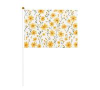 Mini bandiere da tenere in mano con margherite gialle e fiori di campo, mini bandiere su bastone per feste, attività di squadra, parate, decorazione per le vacanze, confezione da 10