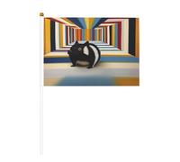 Mini bandiere del gatto The Void su bastone - 14 x 20,8 cm piccole bandiere USA per esterni, decorazioni 4 luglio, decorazione patriottica, asta bandiera portatile, bandiere palmari, dieci pezzi