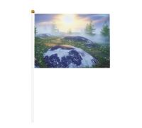 Mini bandiere della foresta boreale su bastone - 14 x 20,8 cm piccole bandiere USA per esterni, decorazioni 4 luglio, decorazione patriottica, asta per bandiera portatile, bandiere palmari, sei pezzi