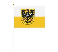 Mini bandiere della Slesia, resistenti, 14 x 20 cm, piccole bandiere su bastoncini, per esterni, cortile e giardino, confezione da 6 e 10 pezzi