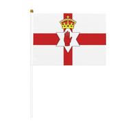 Mini bandiere dell'Irlanda del Nord, resistenti, 14 x 20 cm, piccole bandiere su bastoncini, per esterni, cortile e giardino, confezione da 6 e 10 pezzi