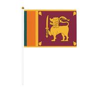 Mini bandiere dello Sri Lanka, resistenti, 14 x 20 cm, piccole bandiere su bastoncini, per esterni, cortile e giardino, confezione da 6 e 10 pezzi