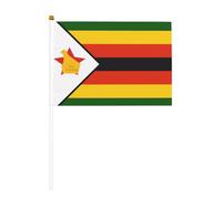 Mini bandiere dello Zimbabwe, resistenti, 14 x 20 cm, piccole bandiere su bastoncini, per esterni, cortile e giardino, confezione da 6 e 10 pezzi