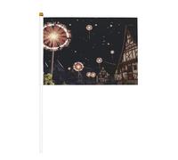 Mini bandiere di città fantasy su bastone - 14 x 20,8 cm piccole bandiere USA per esterni, decorazioni 4 luglio, decorazione patriottica, asta bandiera portatile, bandiere palmari, dieci pezzi