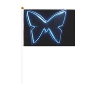 Mini bandiere di fantascienza a forma di farfalla, resistenti, 14 x 20 cm, piccole bandiere su bastoncini, per esterni, cortile e giardino, confezione da 6 e 10 pezzi