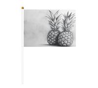 Mini bandiere disegnate a mano con ananas, resistenti, 14 x 20 cm, piccole bandiere su bastoncini per esterni, cortile e giardino, confezione da 6 e 10 pezzi
