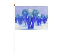 Mini bandiere disegnate a mano con elefanti, resistenti, 14 x 20 cm, piccole bandiere su bastoncini per esterni, cortile e giardino, confezione da 6 e 10 pezzi