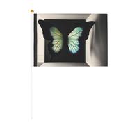 Mini bandiere flutter su bastone - 14 x 20,8 cm piccole bandiere USA per esterni, decorazioni 4 luglio, decorazione patriottica, asta per bandiera portatile, bandiere palmari, dieci pezzi