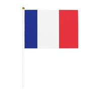Mini bandiere francesi su bastone - 14 x 20,8 cm piccole bandiere USA per esterni, decorazioni 4 luglio, decorazione patriottica, asta per bandiera portatile, bandiere palmari, dieci pezzi