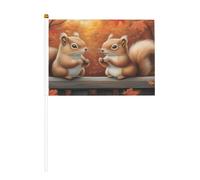 Mini bandiere gemelle di scoiattoli su bastone, 14 x 20,8 cm, piccole bandiere USA per esterni, decorazioni per il 4 luglio, decorazione patriottica, asta per bandiera portatile, bandiere palmari, sei