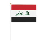 Mini bandiere irachene su bastone - 14 x 20,8 cm piccole bandiere USA per esterni, decorazioni 4 luglio, decorazione patriottica, asta per bandiera portatile, bandiere palmari, dieci pezzi