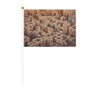 Mini bandiere labirinte su bastone - 14 x 20,8 cm piccole bandiere USA per esterni, decorazioni 4 luglio, decorazione patriottica, asta per bandiera portatile, bandiere palmari, dieci pezzi