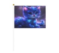 Mini bandiere luminose a forma di gatto, resistenti, 14 x 20 cm, piccole bandiere su bastoncini, per esterni, cortile e giardino, confezione da 6 e 10 pezzi