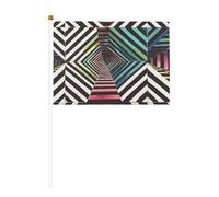 Mini bandiere pericolose a strisce su bastone - 14 x 20,8 cm piccole bandiere USA per esterni, decorazioni 4 luglio, decorazione patriottica, asta per bandiera portatile, bandiere palmari, dieci pezzi