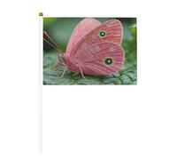 Mini bandiere rosa a forma di farfalla, resistenti, 14 x 20 cm, piccole bandiere su bastoncini per esterni, cortile e giardino, confezione da 6 e 10 pezzi