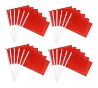 Mini Bandiere Rosse, 24 Pezzi Bandiere a Manovella, 14 x 21CM Piccola Bandiera con Asta Solida e Punta a Lancia per Eventi Sportivi, Celebrazioni e Feste