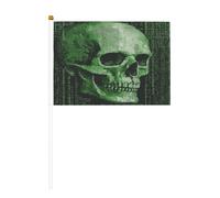 Mini bandiere Skull Secret, resistenti, 14 x 20 cm, piccole bandiere su bastoncini, per esterni, cortile e giardino, confezione da 6 e 10 pezzi