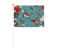 Mini bandierina con farfalla in volo tra i fiori, colore vivido e resistente allo sbiadimento, bandiere tenute in mano con lancia