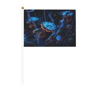 Mini bandierine con ciondolo a forma di notte, resistenti, 14 x 20 cm, piccole bandiere su bastoncini, per esterni, cortile e giardino, confezione da 6 e 10 pezzi