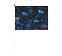 Mini bandierine con fiori che sbocciano nel buio, resistenti, 14 x 20 cm, piccole bandiere su bastoncini per esterni, cortile e giardino, confezione da 6 e 10 pezzi