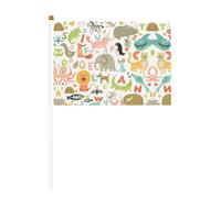 Mini bandierine con lettere dell'alfabeto dello zoo con stampa animalier, per grandi aperture, bar, ufficio, sfilate, eventi sportivi della Coppa del Mondo