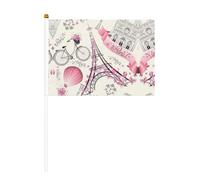 Mini bandierine con stampa della Torre di Parigi e una bicicletta, per grandi aperture, bar, ufficio, sfilate, eventi sportivi della Coppa del Mondo