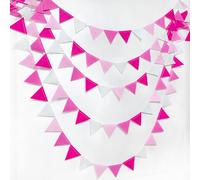 Mini bandierine rosa acceso da 6,1 m, decorazioni per feste in feltro rosa sfumato rosa da appendere bandiera bandiera gagliardetto ghirlanda Streamer per ragazza compleanno matrimonio sposa baby