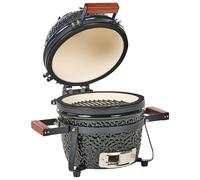 Mini barbecue da esterno in ceramica a carbone con coperchio nero Kamado