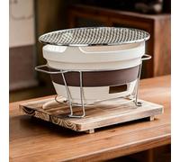 Mini Barbecue In Terracotta, Piccola Stufa A Carbone per Uso Domestico | Include Supporto In Metallo e Sottopentola In Legno; Ideale per Preparare Il Tè In Una Teiera di Terracotta(B,Medium)