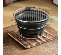 Mini Barbecue In Terracotta, Piccola Stufa A Carbone per Uso Domestico | Include Supporto In Metallo e Sottopentola In Legno; Ideale per Preparare Il Tè In Una Teiera di Terracotta(A,Medium)