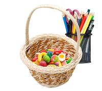 Mini Basket,Tiny Imitation Rattan Storage Basket | Rustic Container Decorative Photography Prop for Wedding Birthday Easter Nursery Bedroom Decoration