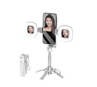 Mini bastone per selfie, telaio stabile a quattro angoli, con luce di riempimento, può ruotare orizzontalmente e verticalmente, telaio drago in metallo rinforzato, lunghezza estensibile 40,6 cm