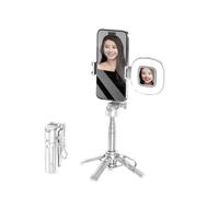 Mini bastone per selfie, telaio stabile a quattro angoli, con luce di riempimento, può ruotare orizzontalmente e verticalmente, telaio drago in metallo rinforzato, lunghezza estensibile 40,6 cm