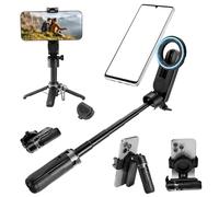 Mini Bastone Selfie Magnetico, Selfie Stick 4 in 1 con Telecomando Bluetooth e Slitta a freddo, Stabilizzatore per iphone, Android, Vlog, Videochiamate e Streaming e Live