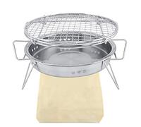 Mini BBQ Grill for Camping | Stainless Steel Folding Portable Grill | Easy Setup No Tools Needed | Ideal for Outdoor Patio Picnic | 22cm Round Barbecue Stove with Carry Bag
