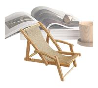 Mini Beach Chair, Tiny Wooden Lounge Chair, Small Decorative Furniture, Realistic Desktop Model for Kids, Teens, Photo Props, Crafts, Room Display Setup